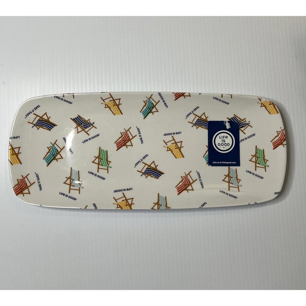 Life Is Good Take It Easy Deck Chair Melamine Serving Tray